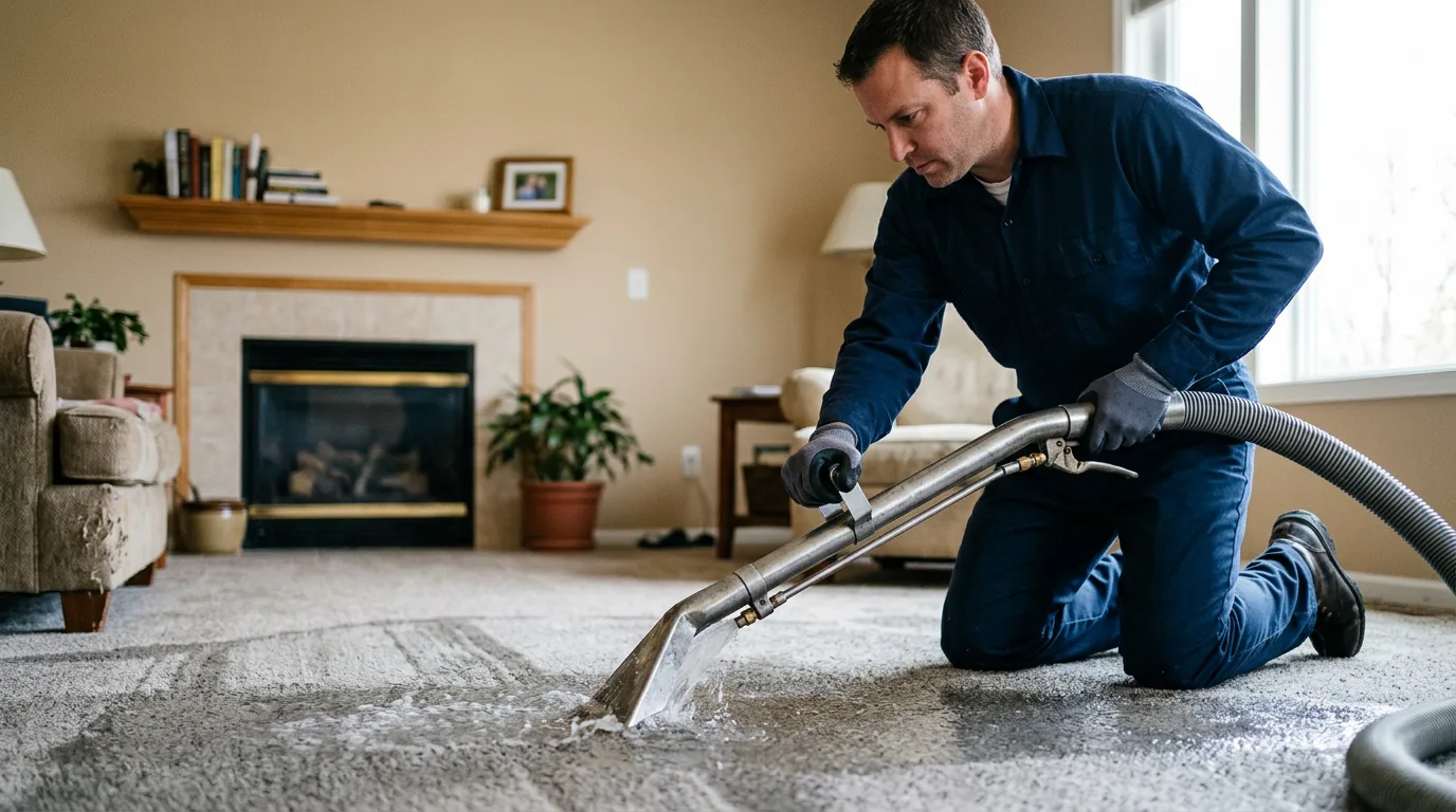 Water damage restoration technician working near Manorville, NY